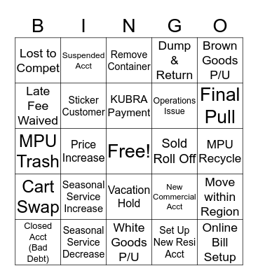 TRUX Bingo Card