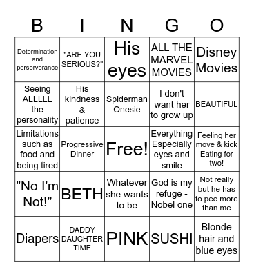 BABY ADALEE BINGO Card