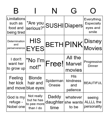 BABY ADALEE BINGO Card