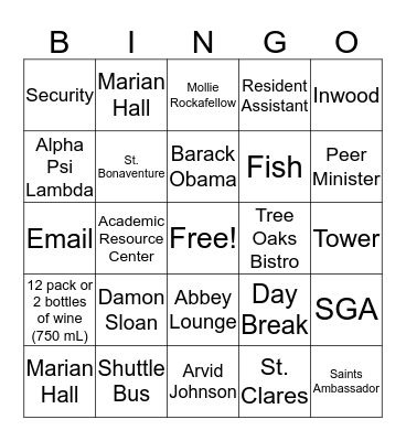 USF Bingo Card