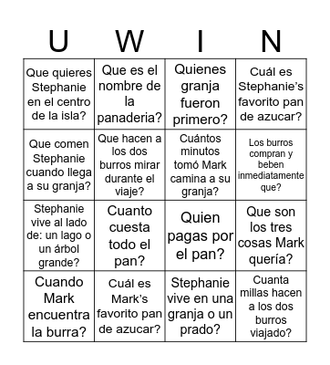 Marks dia a la Panaderia! Bingo Card