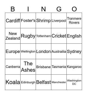 Friday Bingo Card