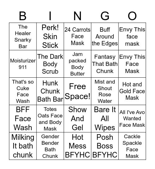 Posh Bingo Card