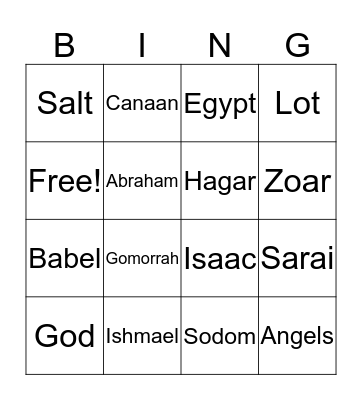 Bible Bingo  Bingo Card