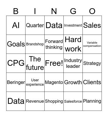Company meeting  Bingo Card