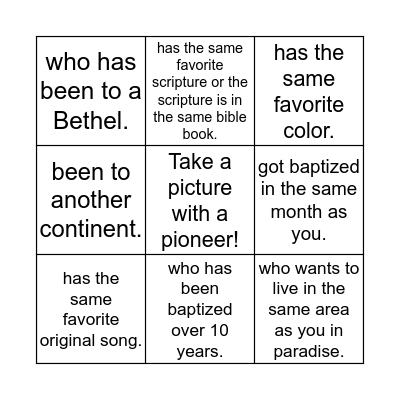 Find Someone Who... Bingo Card