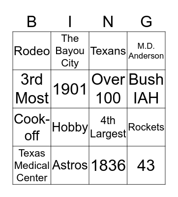 Houston's Community Bingo Card