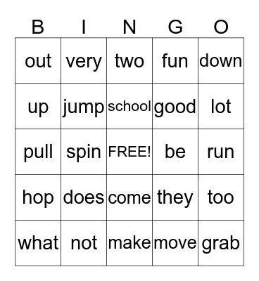 Unit 1 Bingo Card