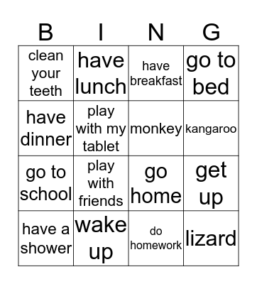 Daily routines! Bingo Card