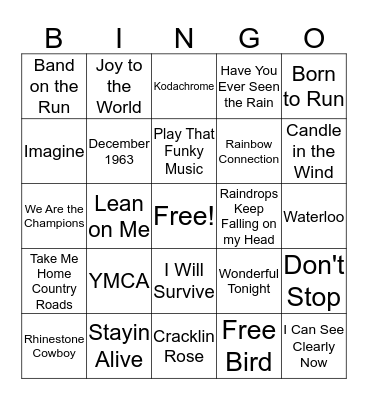 70s Bingo Card