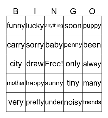 Unit 4- Lesson 18 Bingo Card