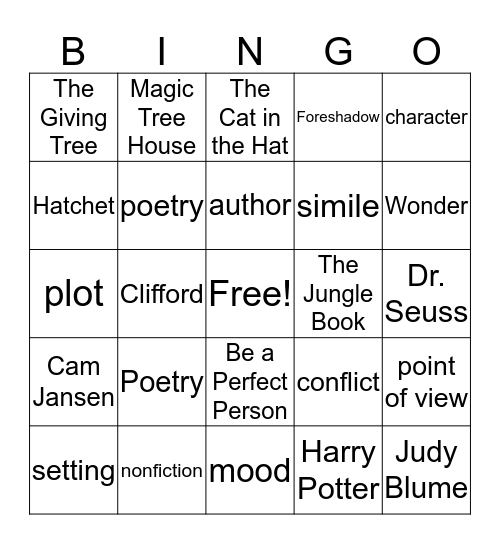 Literary Terms Bingo Card