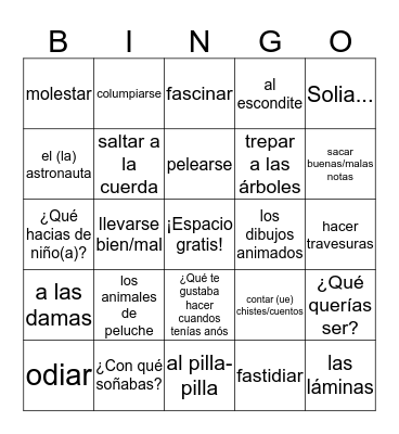 Repaso de Vocabulario 1 Capítulo 6 Bingo Card