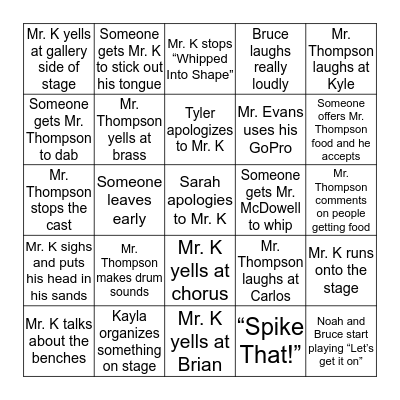 Act II 2/23/18 Bingo Card