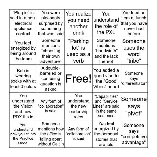 Kickoff Bingo Card