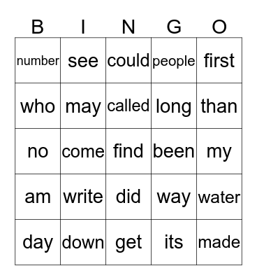 Bingo Card