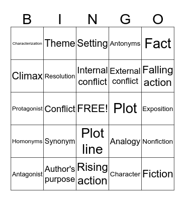 Reading Bingo Card
