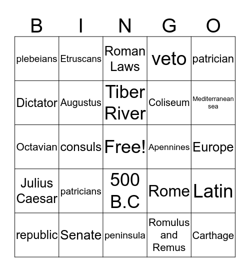 ROME Bingo Card