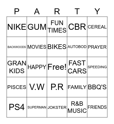 RICO BDAY Bingo Card