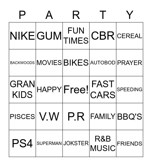 RICO BDAY Bingo Card