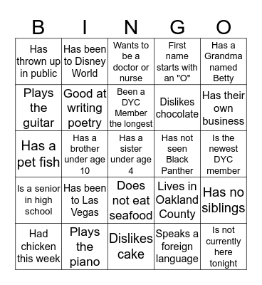 Find Someone Who Bingo Card