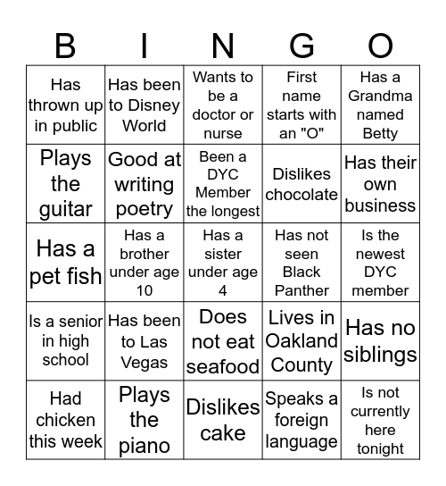 Find Someone Who Bingo Card