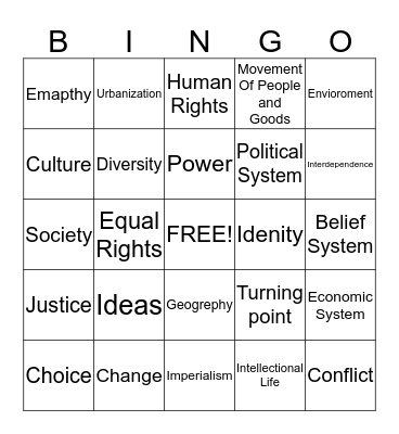 Review Bingo Card