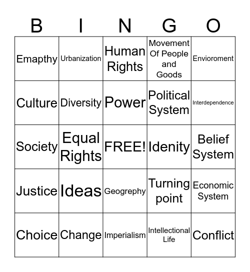 Review Bingo Card