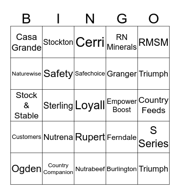 Cargill Bingo Card