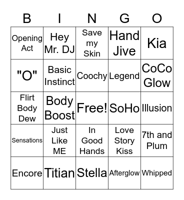 Pure Romance Bingo Card