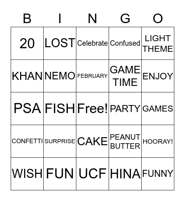 Birthday Bingo! Bingo Card