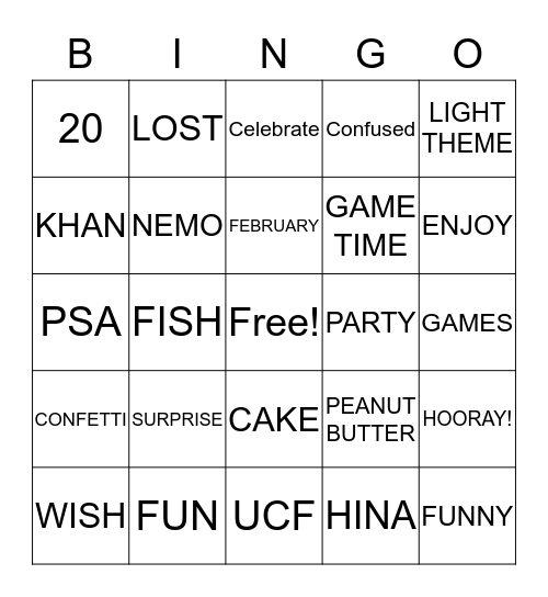 Birthday Bingo! Bingo Card