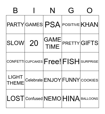 Birthday Bingo! Bingo Card