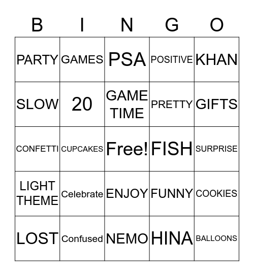 Birthday Bingo! Bingo Card