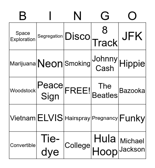 Throw Back Bingo Card