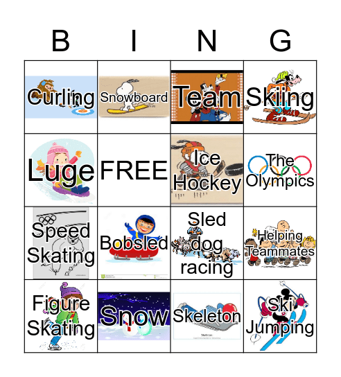 Winter Olympics Bingo Card