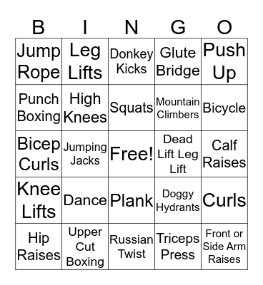 Fitness BINGO Card