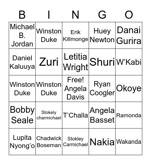 BLK HX - The Black Panthers/ The Black Panther Bingo Card