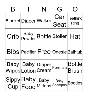 Baby Shower Bingo Card