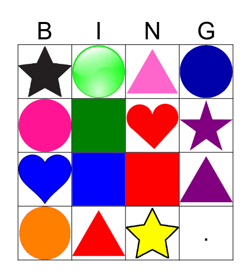 Shapes and Colours Bingo Card