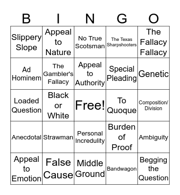 Bad Debate Bingo! Bingo Card