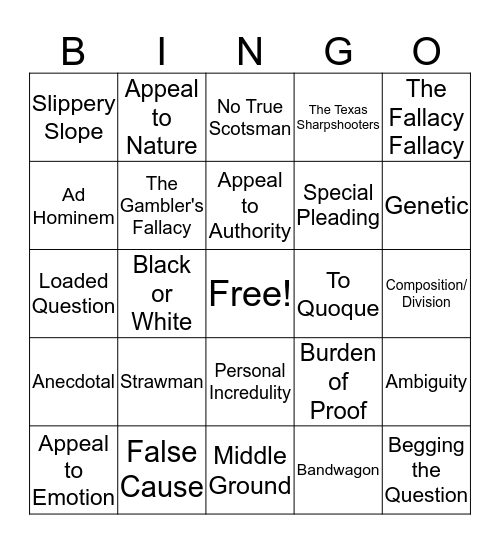 Bad Debate Bingo! Bingo Card