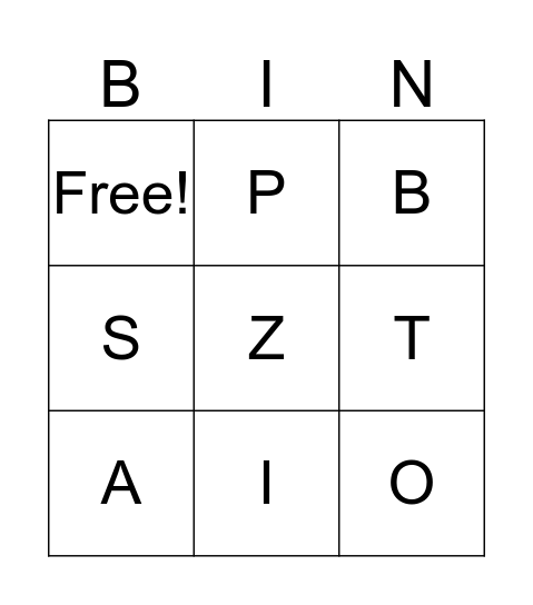 Alphabet Bingo Card