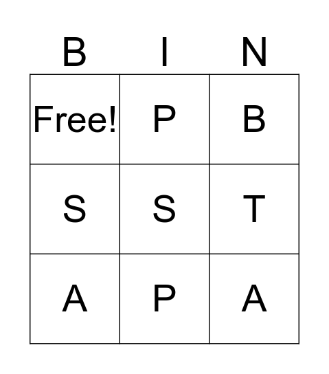 Alphabet Bingo Card