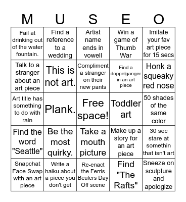 Contemporary Art Museo Bingo Card