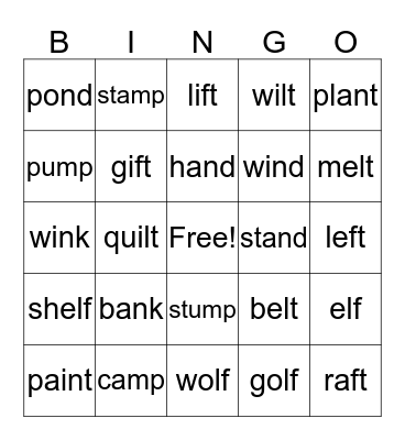 Wordlist 2-phonics Bingo Card