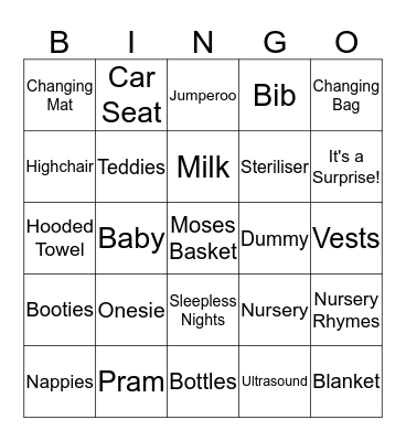 Kirsty's Baby Shower Bingo! Bingo Card