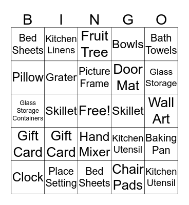 Gift Bingo Card