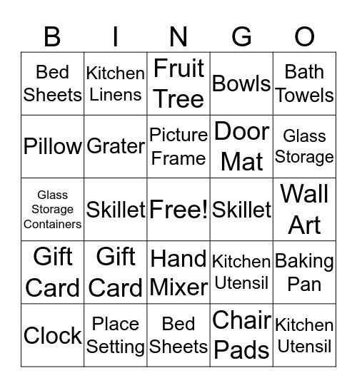 Gift Bingo Card