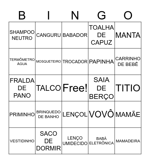 BINGO DA LAURA Bingo Card